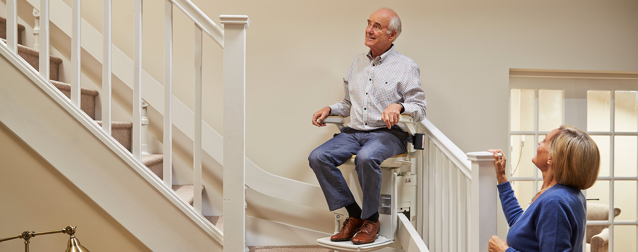 Stair lift in a home staircase